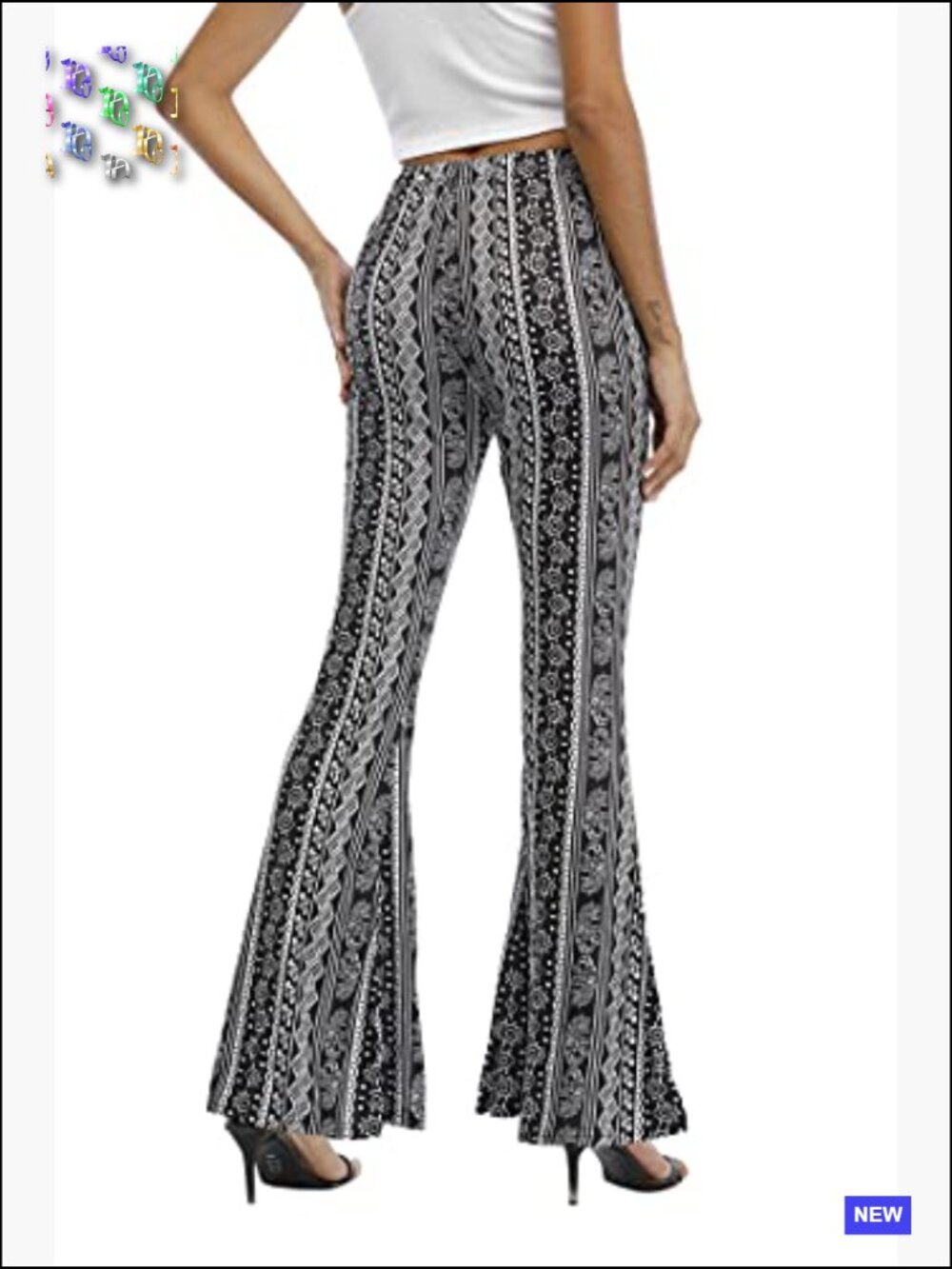 Flare Bell Bottom Palazzo Pants Stretchy Elastic Waist Boho Yoga Trousers - Picture 6 of 7